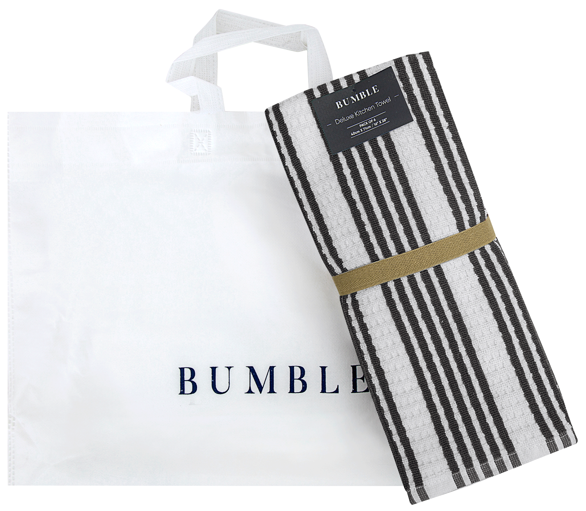 Bumble White Gray Premium Cotton Kitchen Hand Towels Size 16 x 28 Pack Of  6