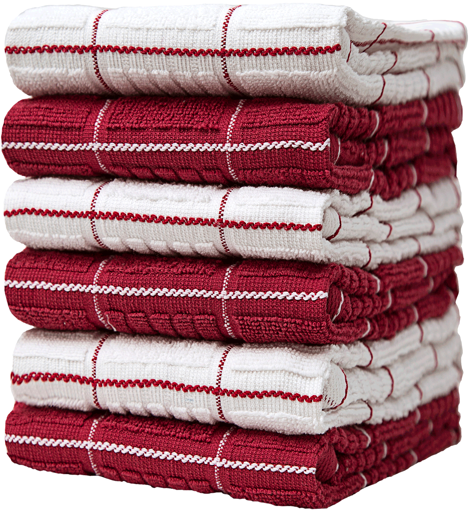 COLORED CHECK KITCHEN TOWELS (PACK OF 2) - Burgundy